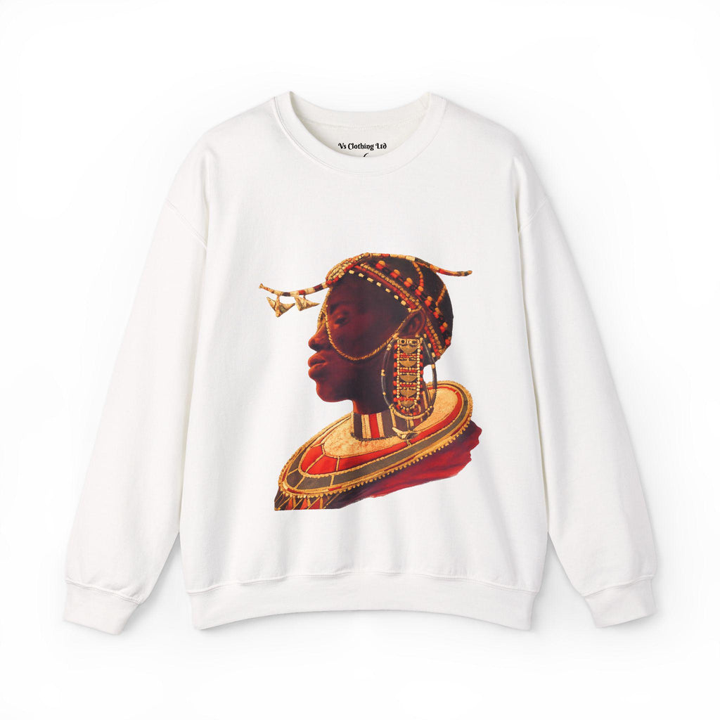 African Queen Crewneck | Vintage tribal portrait sweatshirt