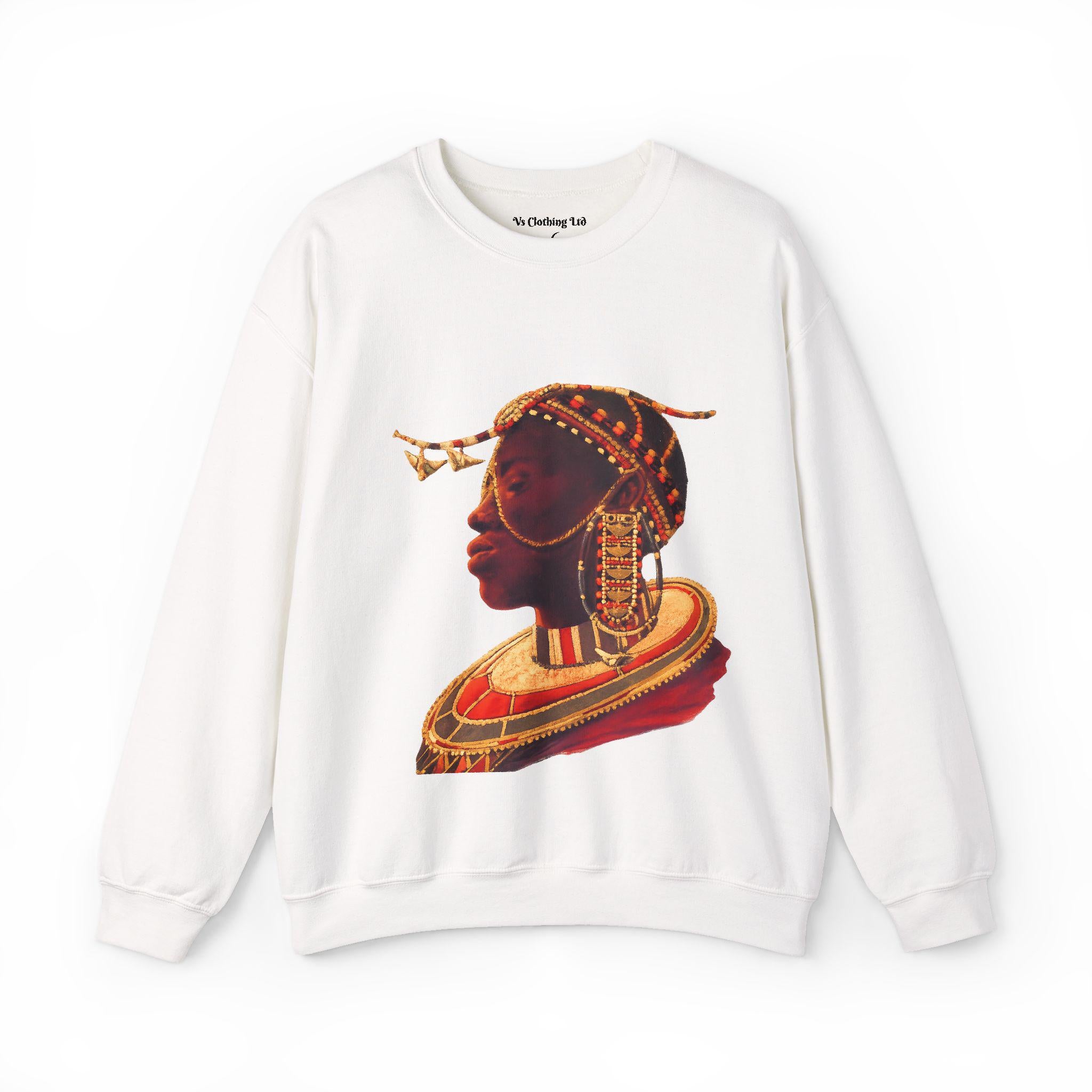 African Queen Crewneck | Vintage tribal portrait sweatshirt