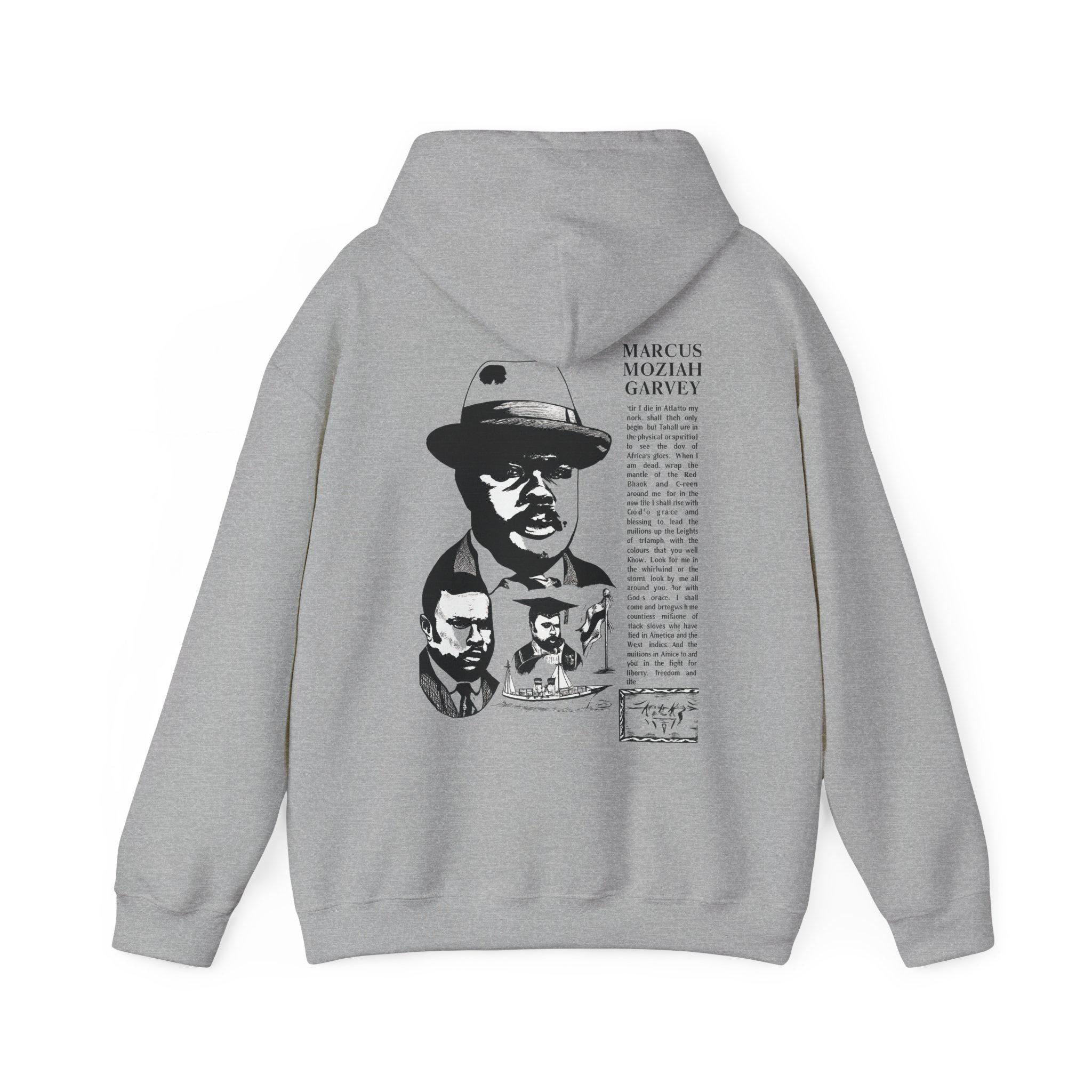 Marcus Garvey Unisex Hooded Sweatshirt  | Black History, Vintage Newspaper Design