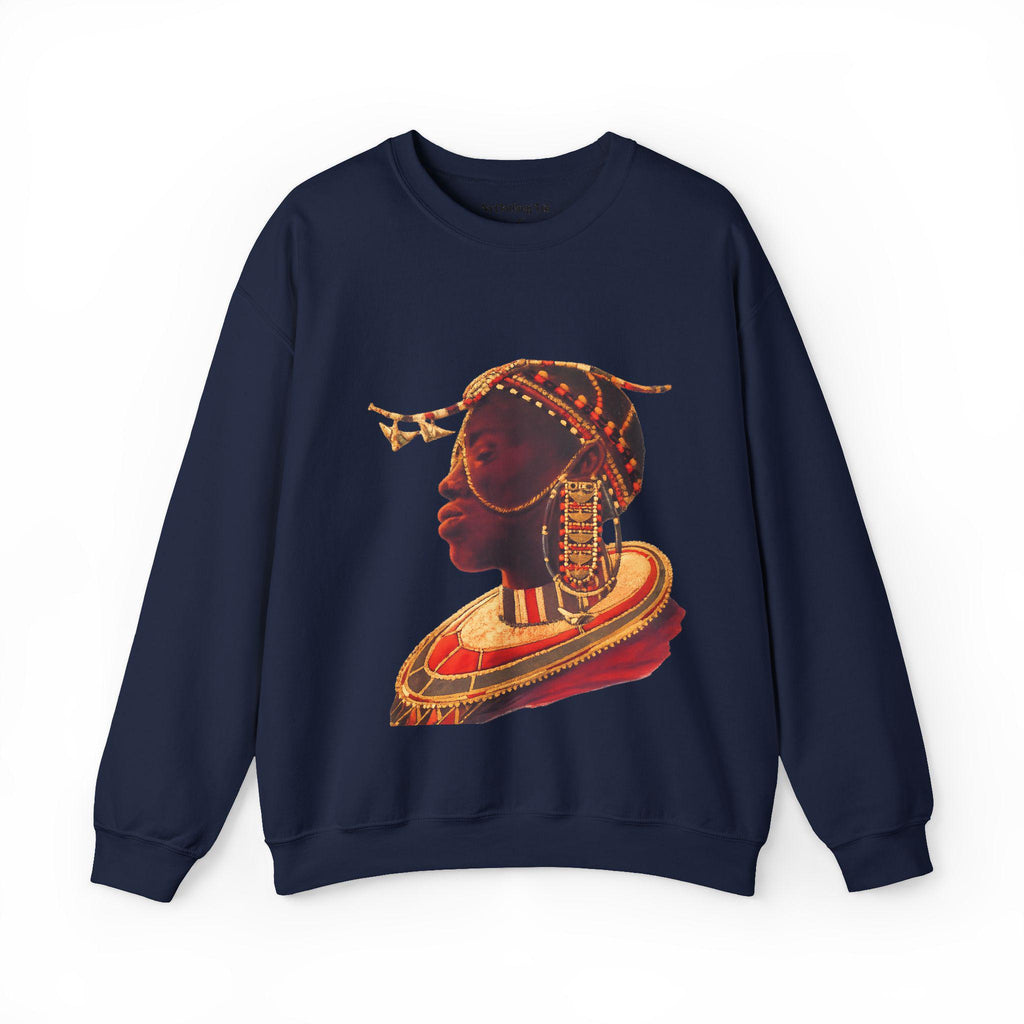 African Queen Crewneck | Vintage tribal portrait sweatshirt