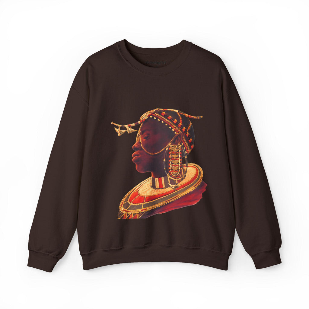 African Queen Crewneck | Vintage tribal portrait sweatshirt