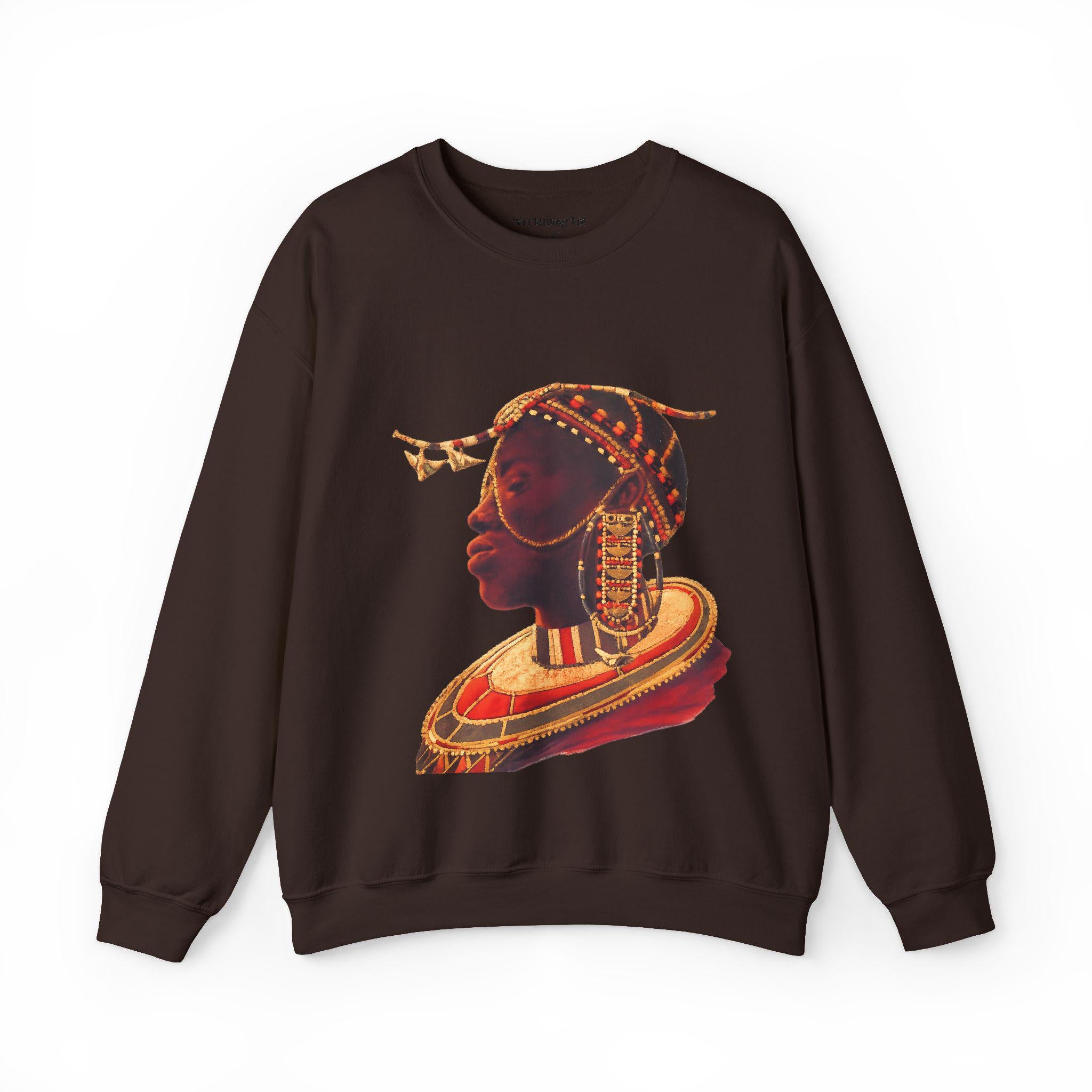 African Queen Crewneck | Vintage tribal portrait sweatshirt