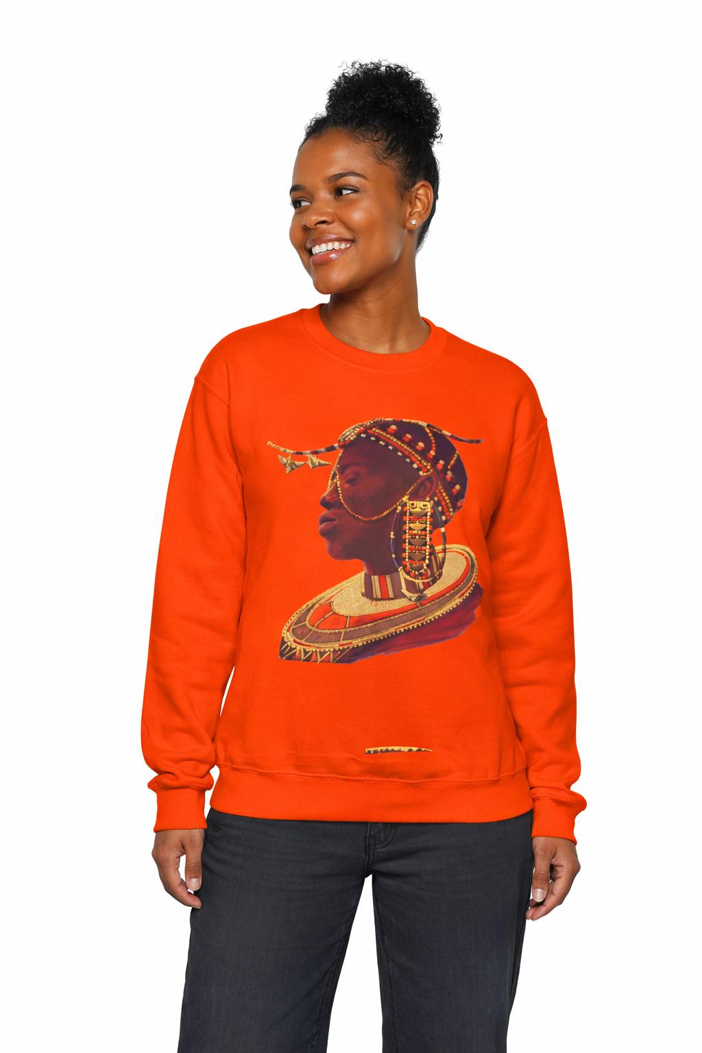 African Queen Crewneck | Vintage tribal portrait sweatshirt