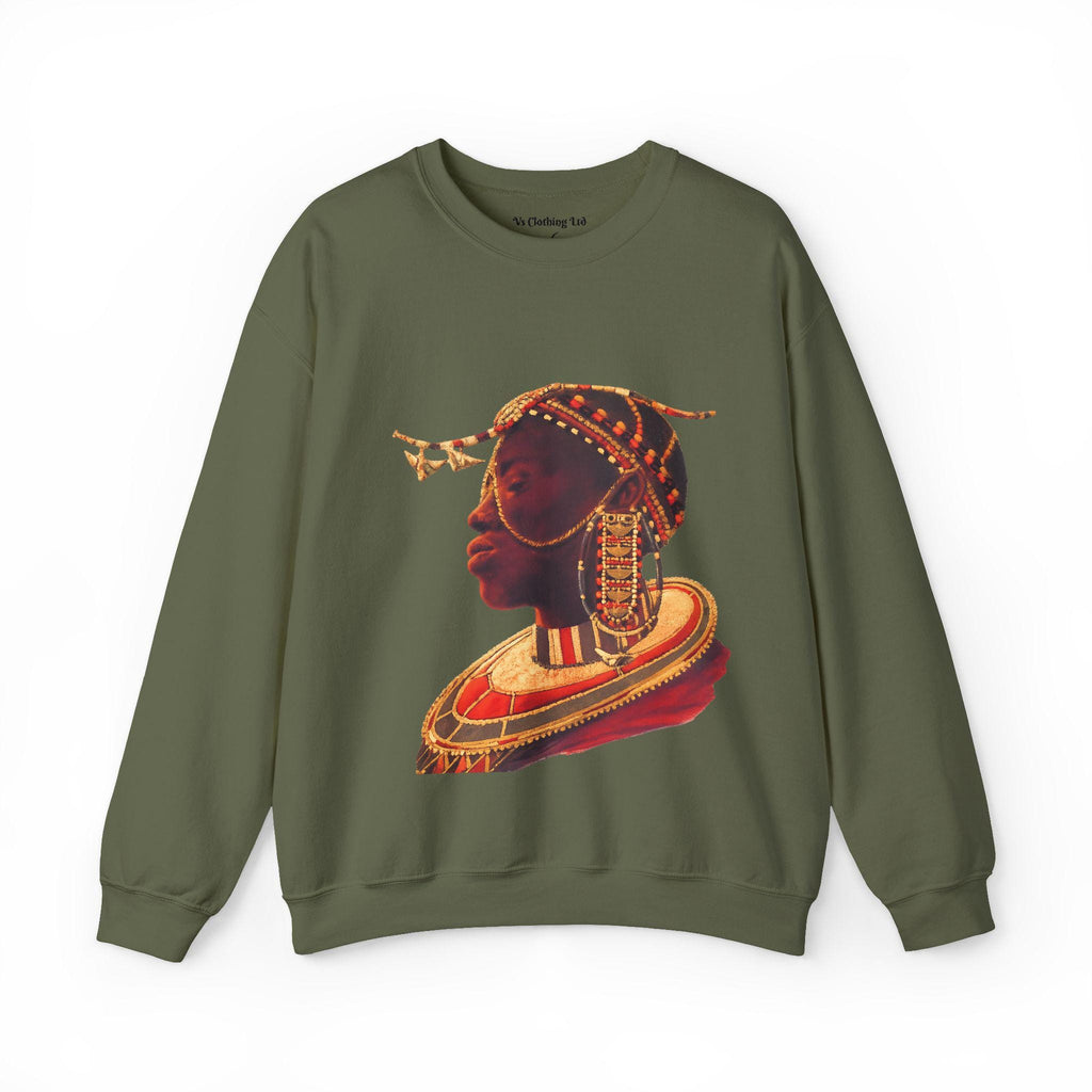 African Queen Crewneck | Vintage tribal portrait sweatshirt